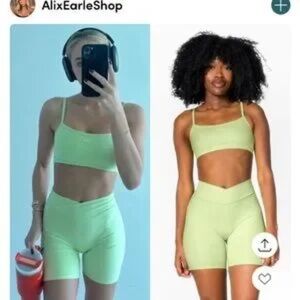 437 V Criss cross biker shorts iced matcha mint high rise alix earle workout
